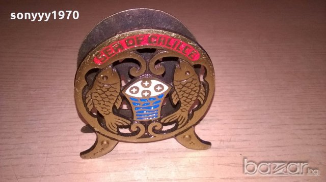 антика-Sea of galilee-поставка за салфетки-9х9х3см-внос швеицария, снимка 2 - Антикварни и старинни предмети - 18478256