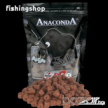 Пелети с дупки за стръв - Anaconda Bull Pellets Robin Red&Krill 8, 14 и 20 mm, снимка 1 - Стръв и захранки - 17561326