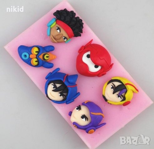 Глави герои с каска силиконов молд форма декорация торта фондан бисквитки украса