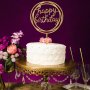 Happy Birthday в Кръг твърд Акрил Златен топер за торта Рожден Ден