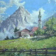 стара картина-планински пейзаж, снимка 4 - Картини - 15499823