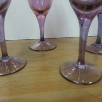 Ретро чаши за вино гравирани цветно стъкло, снимка 6 - Антикварни и старинни предмети - 22460875