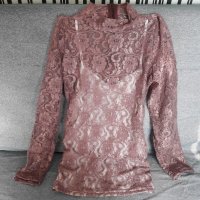 Дантелена блуза пепел от рози с изрязан гръб, снимка 7 - Туники - 21381204