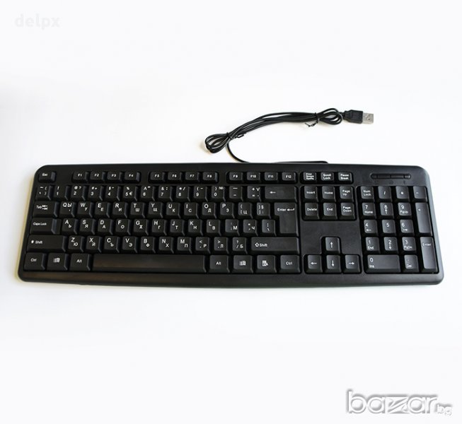 Клавиатура тънка черна с кирилица USB 1,3m, снимка 1