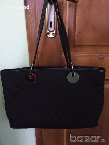 100 % Gucci monogram GG Canvas Eclipse Tote Leather чанта, снимка 1