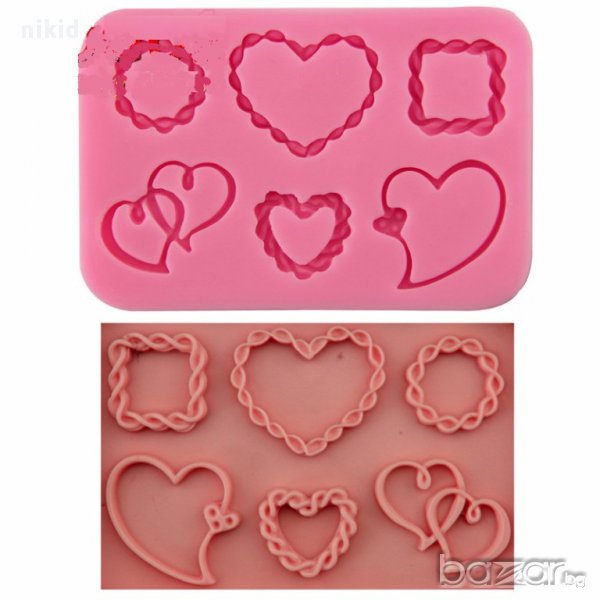 различни сърца рамка плетеница молд форма силиконова за декор украса торта фондан шоколад и др., снимка 1
