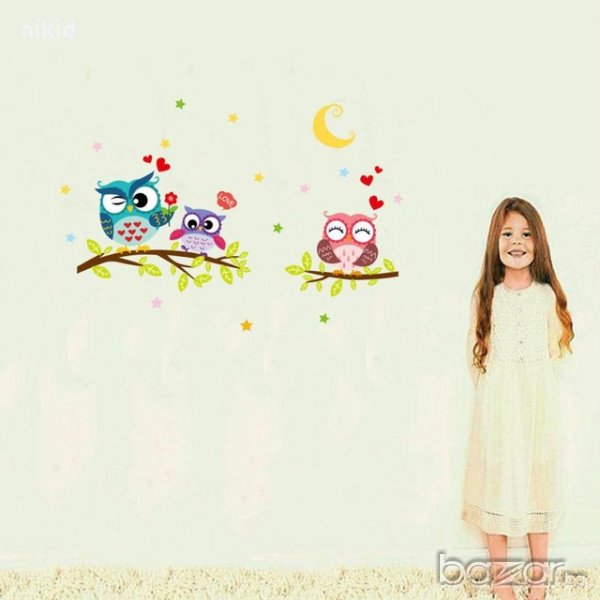 3 бухалчета бухали стикер лепенка за стена мебел детска стая, снимка 1