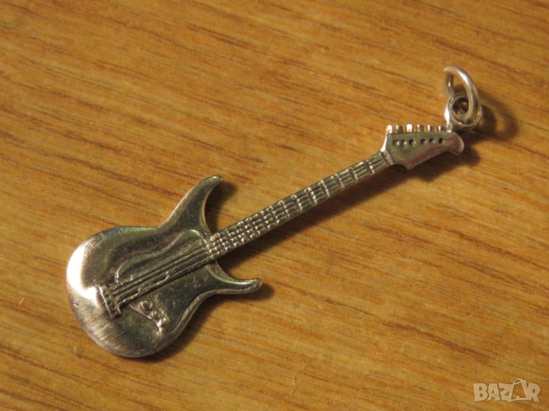 сребърен медальон, сребърно колие КИТАРА  моторджийски, мото аксесоари, мото екипировка сребро, снимка 1