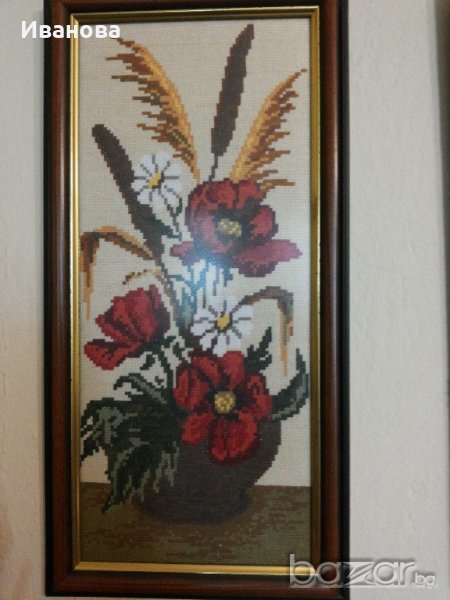 ГОБЛЕН С РАМКА ПАПУРИ И МАКОВЕ, снимка 1