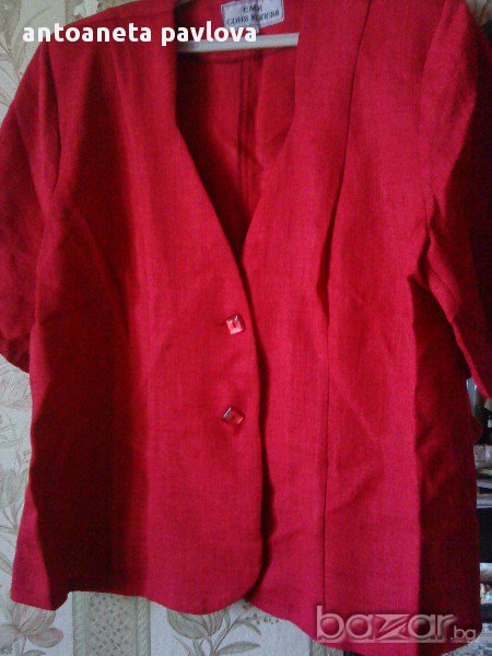Сако лен с пола в червено, снимка 1