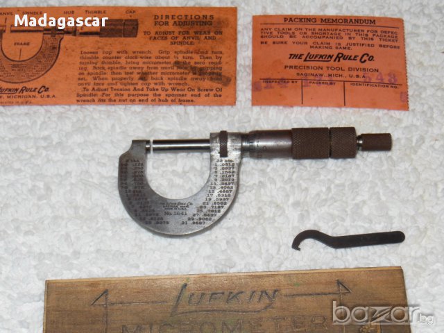 антикварен инчов микрометър от петдесетте години , снимка 1 - Други инструменти - 15251754