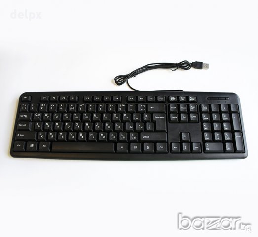 Клавиатура тънка черна с кирилица USB 1,3m, снимка 1 - Клавиатури и мишки - 17441119