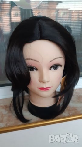 Нова  черна перука без бретон + подарък шапка! - мод.69, снимка 4 - Аксесоари за коса - 24020142