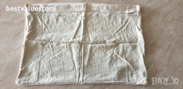 Кремаво-черно-бяла Памучна Ръчно Бродирана Калъфка За Възглавница 59-41см, снимка 2 - Спално бельо - 24462983