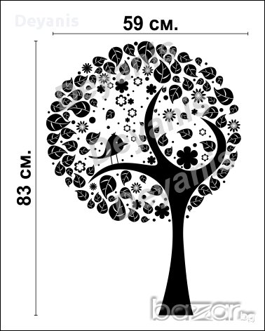 Стикер за стена - дърво, снимка 2 - Декорация за дома - 11404816