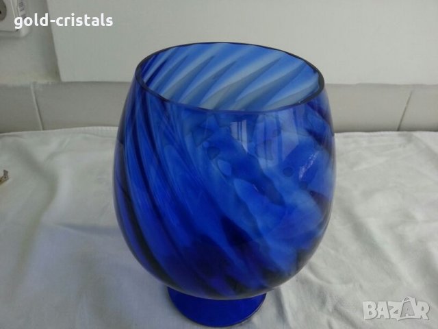 Кристална купа ваза чаша кобалт , снимка 8 - Антикварни и старинни предмети - 23822318