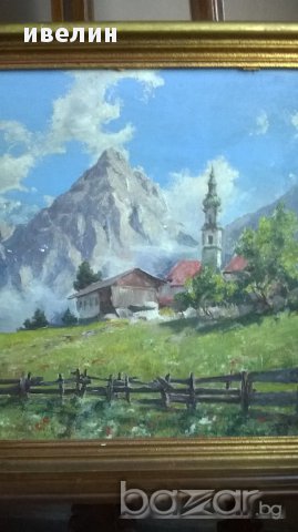 стара картина-планински пейзаж, снимка 4 - Картини - 15499823
