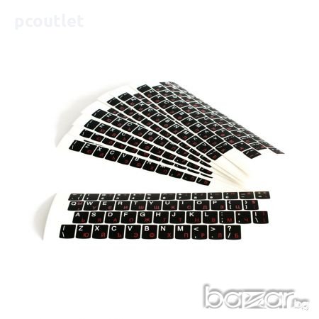 Стикери за лаптоп клавиатура US+БДС /кирилица/черен мат