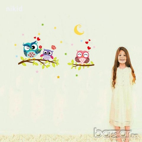 3 бухалчета бухали стикер лепенка за стена мебел детска стая