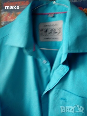 Синя риза Moods of Norway с бродерия на ръкавите , снимка 6 - Ризи - 24445926