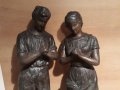 Стара метална статуетка, мъж, жена, молитва, снимка 3