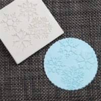 4 различни снежинки в квадрат силиконов молд форма декор торта сладки фондан и др. украса, снимка 1 - Форми - 23926550
