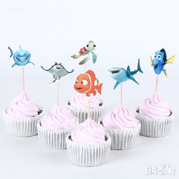 Търсенето на Немо капитан Captain Nemo Дори Dory океан 24 бр топер клечки за мъфини декорация, снимка 1