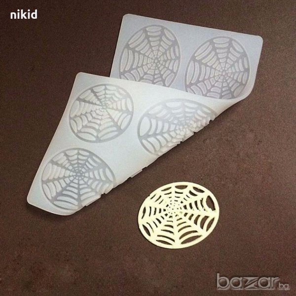 6 мрежи паяк топер борд силиконова форма молд за украса декорация торта фондан шоколад, снимка 1