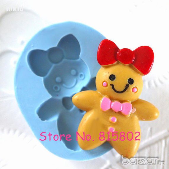 мини джинджифилово човече момиче силиконов молд калъп форма шоколад декорация торта глина сапун, снимка 1