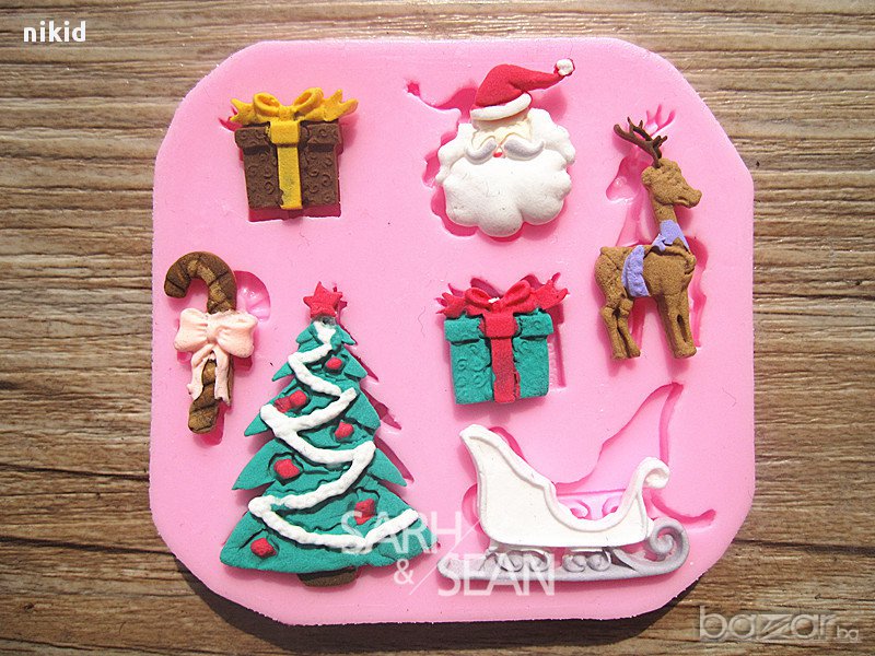 коледни мотиви силиконов молд 2 за украса декор торта фондан, снимка 1