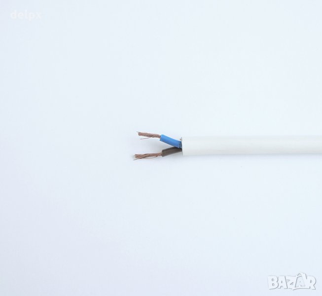 Кабел двужилен захранващ мрежови бял ШВПС-В 2x1mm2, снимка 1