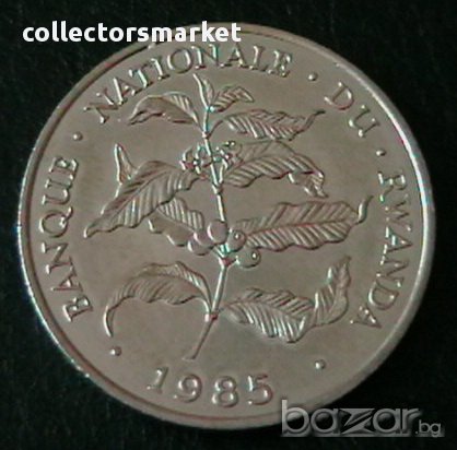 10 франка 1985, Руанда, снимка 2 - Нумизматика и бонистика - 16598069