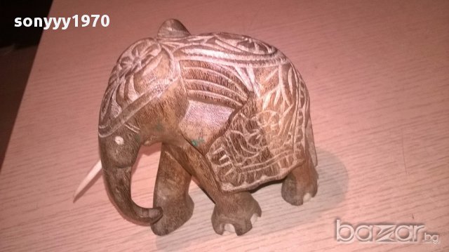 Красив слон-дървен 13/10/7см-внос швеицария, снимка 3 - Антикварни и старинни предмети - 16169330