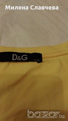 100% ОРИГИНАЛНА  жълта тениска на D&G, снимка 5 - Тениски - 20803457