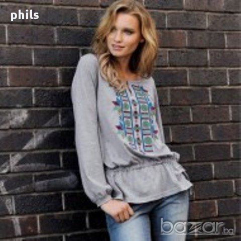 нова блуза Елос ХЛ/ХХЛ в сиво и бяло, снимка 1 - Блузи с дълъг ръкав и пуловери - 13329285
