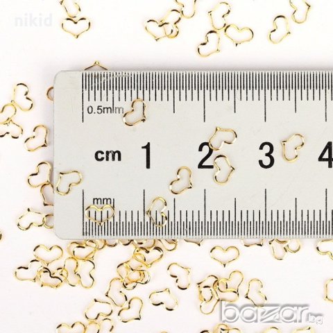 злато сребро 4 бр фини празни сърца Свети Валентин бижу декорация за нокти маникюр, снимка 2 - Други - 20610111