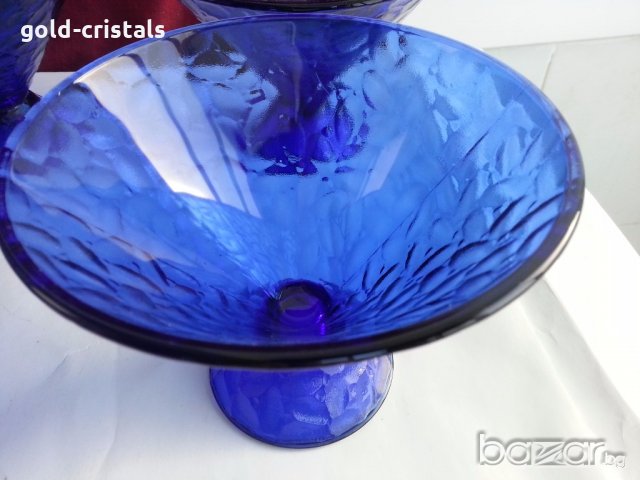 чаши купи кобалтово синьо стъкло, снимка 6 - Антикварни и старинни предмети - 20529394