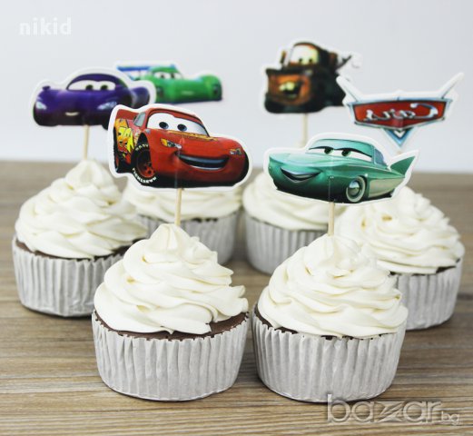 24 бр Макуин Маккуин колите McQueen cars топери украса декорация за мъфини кексчета торта и парти, снимка 2 - Други - 18094644