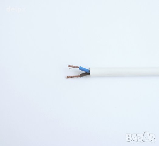 Кабел двужилен захранващ мрежови бял ШВПС-В 2x1mm2