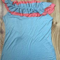 Дамска блуза MORGAN оригинал, с волани, от фина вискоза, размер S, снимка 3 - Тениски - 11117962