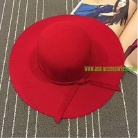 Дамска шапка с голяма периферия - червена, снимка 6 - Шапки - 19368475