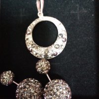  Сребърен лот  със Сваровски кристали /обеци и медальон /, снимка 2 - Бижутерийни комплекти - 25837109