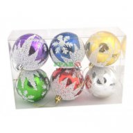 Комплект от 6 бр. топки за окачване на елха - снежни. Изработени от PVC материал, снимка 1 - Декорация за дома - 16202712