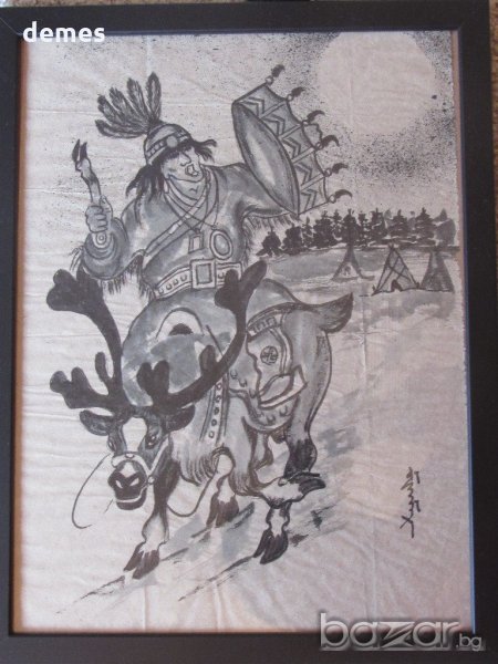 Картина върху оризова хартия Степите на Монголия, снимка 1