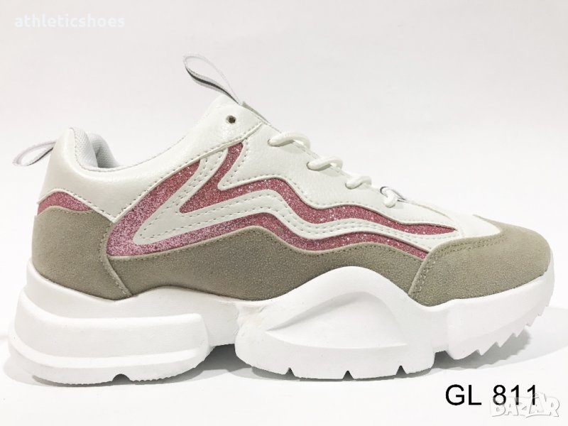 Маратонки на платформа в бяло и розово , снимка 1