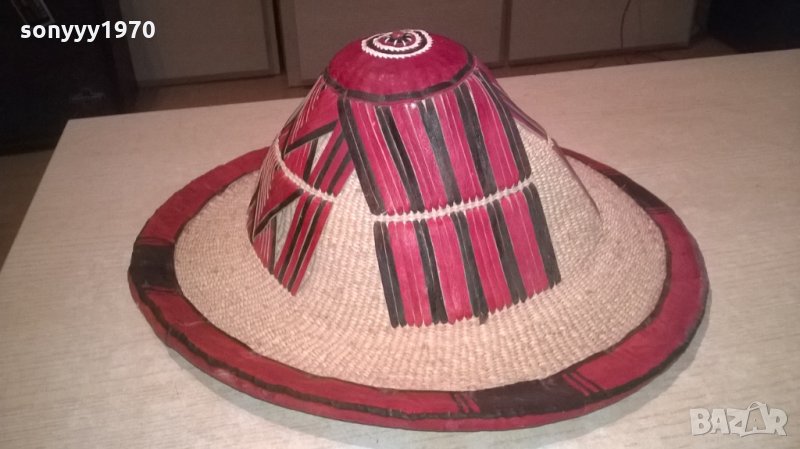 АНТИК-монголска красива автентична шапка-кожа и плетка-38х15см, снимка 1