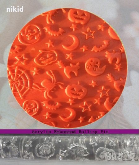 Хелоуин Halloween тиква дух паяк Прозрачна релефна текстурна точилка за фондан украса торта сладки, снимка 1