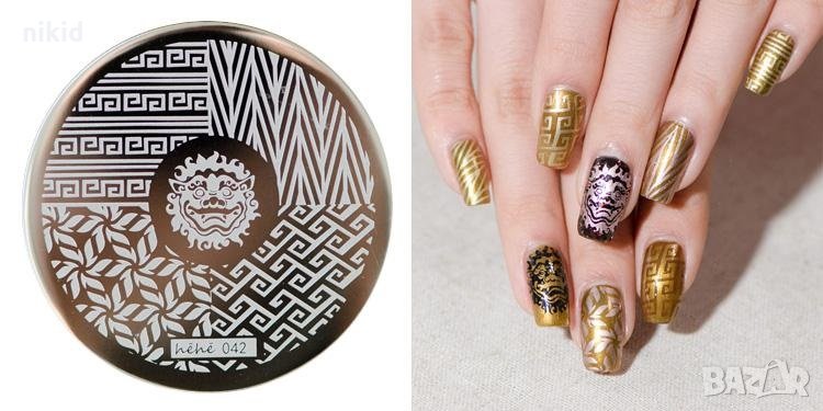 hehe 042 кръгла плочка / щампа шаблон за печат на нокти, снимка 1