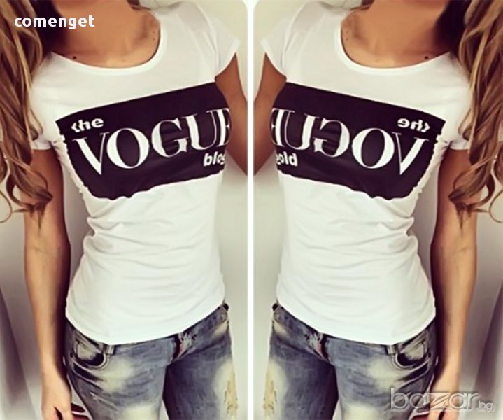 ПРОМО ЦЕНА! Дамска тениска VOGUE ВОУГ FASHION! Поръчай модел С Твоя Снимка или идея!, снимка 1