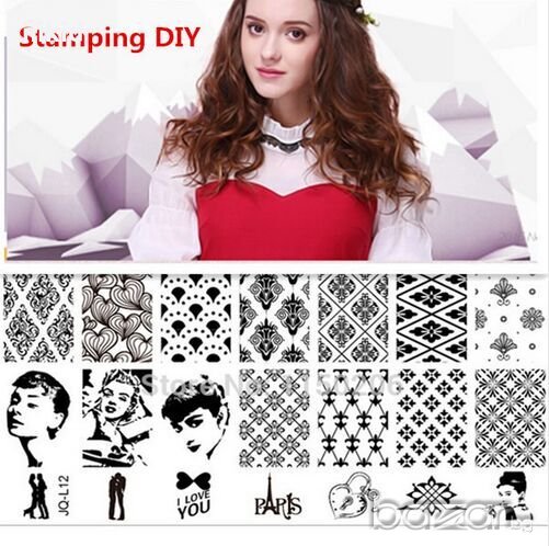 плочка / щампа шаблон за печат на нокти - Нова JQ L12, снимка 1